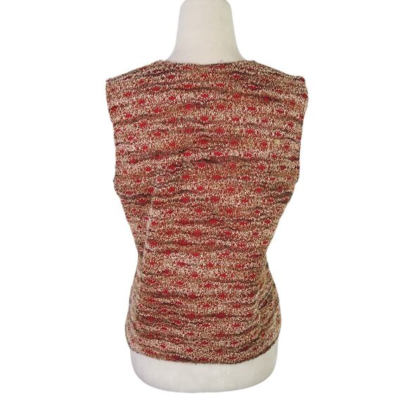 Vintage 90s Ninety Red and Tan Marled Textured Knit Tank Top L - Picture 5 of 7